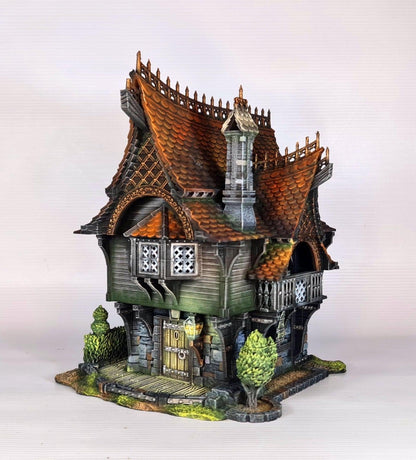 Red Rose Lodge 28mm DND Terrain | Tabletop Wargaming Scenery for Frostgrave & RPG | Unpainted 3D Printed