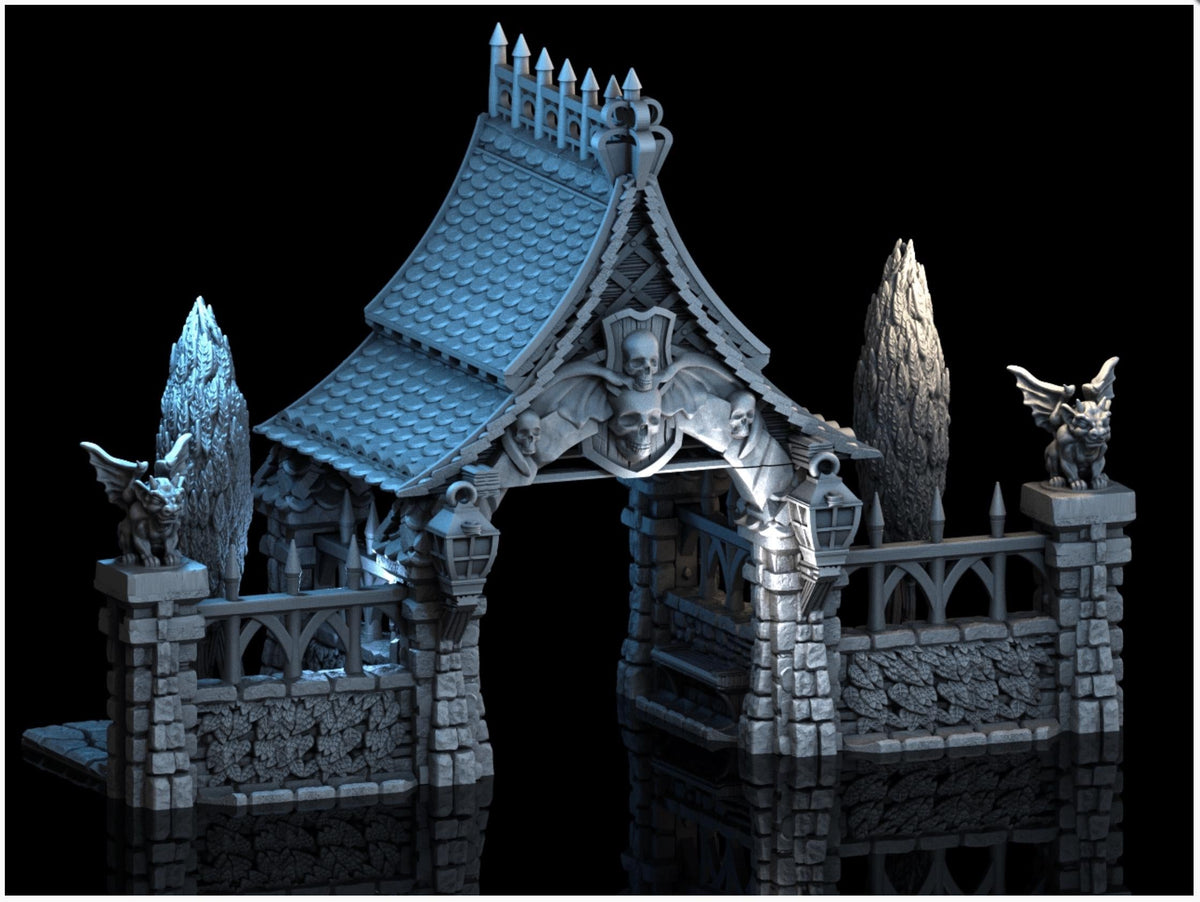 Lych Gate 28mm DND Terrain | Tabletop Wargaming Scenery for Frostgrave & RPG | Unpainted 3D Printed