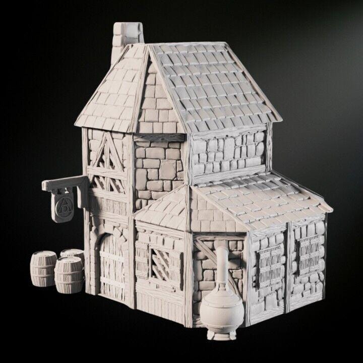 Alchemist House Medieval 28mm DND Terrain | Tabletop Wargaming Scenery for Frostgrave & RPG | 3D Printed