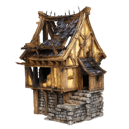 Ruined Medieval House 28mm DND Terrain Set F | Wargaming Scenery for Frostgrave & RPG | Unpainted 3D Printed