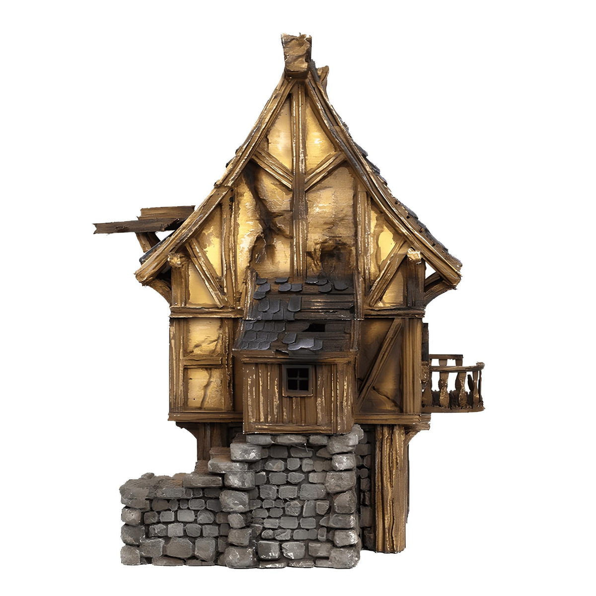 Ruined Medieval House 28mm DND Terrain Set F | Wargaming Scenery for Frostgrave & RPG | Unpainted 3D Printed