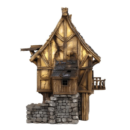 Ruined Medieval House 28mm DND Terrain Set F | Wargaming Scenery for Frostgrave & RPG | Unpainted 3D Printed