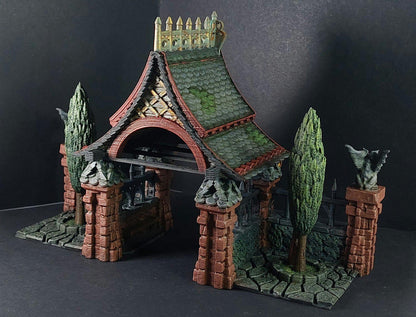 Lych Gate 28mm DND Terrain | Tabletop Wargaming Scenery for Frostgrave & RPG | Unpainted 3D Printed