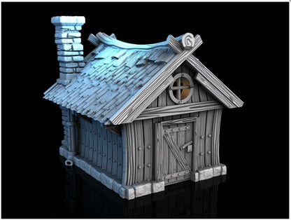 Hunters Cabin 28mm DND Terrain | Tabletop Wargaming Scenery for Frostgrave & RPG | Unpainted 3D Printed