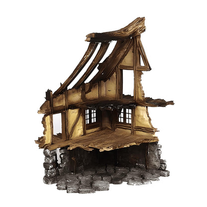 Ruined Medieval House 28mm DND Terrain Set D | Wargaming Scenery for Frostgrave & RPG | Unpainted 3D Printed