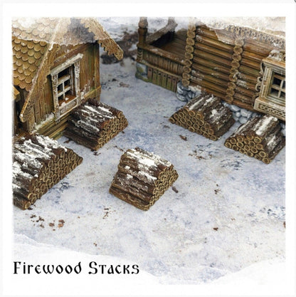 5x Firewood Stacks 28mm DND Scatter Terrain | Tabletop Wargaming Scenery for Frostgrave & RPG | 3D Printed