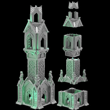 Elven Watchtower 28mm DND Terrain | Tabletop Wargaming Scenery for Frostgrave & RPG | Unpainted 3D Printed