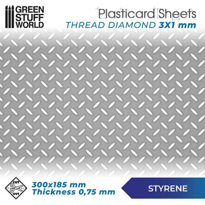Textured Styrene Plasticard Sheet - Diamond Tread | Green Stuff World