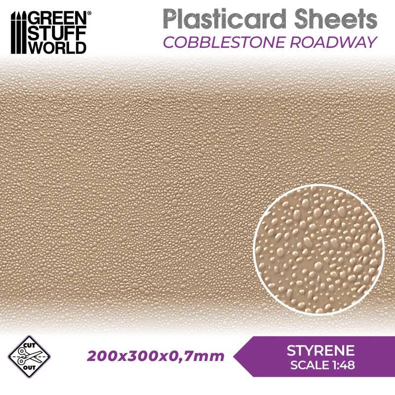 Textured Styrene Plasticard Sheet - Cobblestone Roadway | Green Stuff World