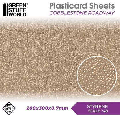 Textured Styrene Plasticard Sheet - Cobblestone Roadway | Green Stuff World