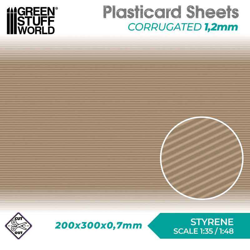 Textured Styrene Plasticard Sheet - Corrugated (1.2mm) | Green Stuff World