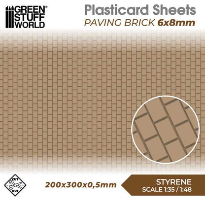 Textured Styrene Plasticard Sheet - Paving Brick (6x8mm) | Green Stuff World