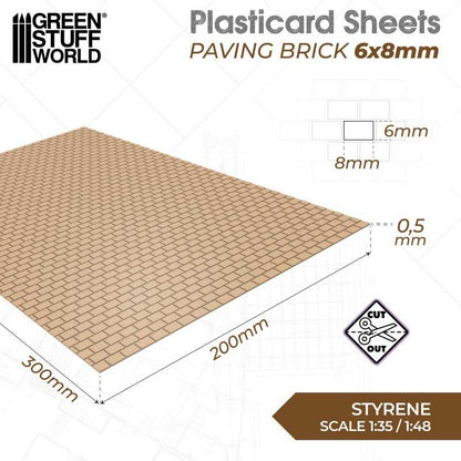 Textured Styrene Plasticard Sheet - Paving Brick (6x8mm) | Green Stuff World