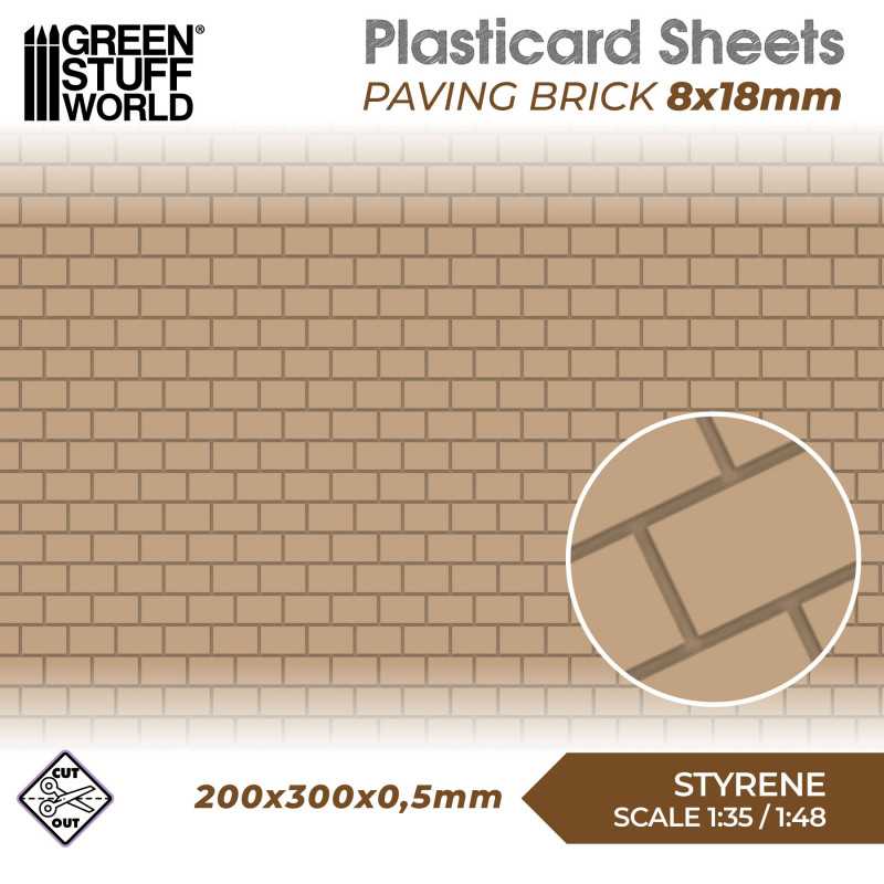 Textured Styrene Plasticard Sheet - Paving Brick (8x18mm) | Green Stuff World
