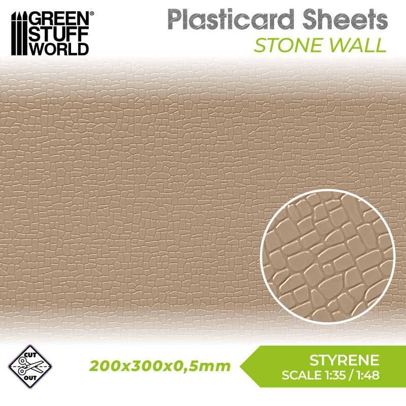 Textured Styrene Plasticard Sheet - Stone Wall | Green Stuff World