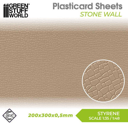 Textured Styrene Plasticard Sheet - Stone Wall | Green Stuff World