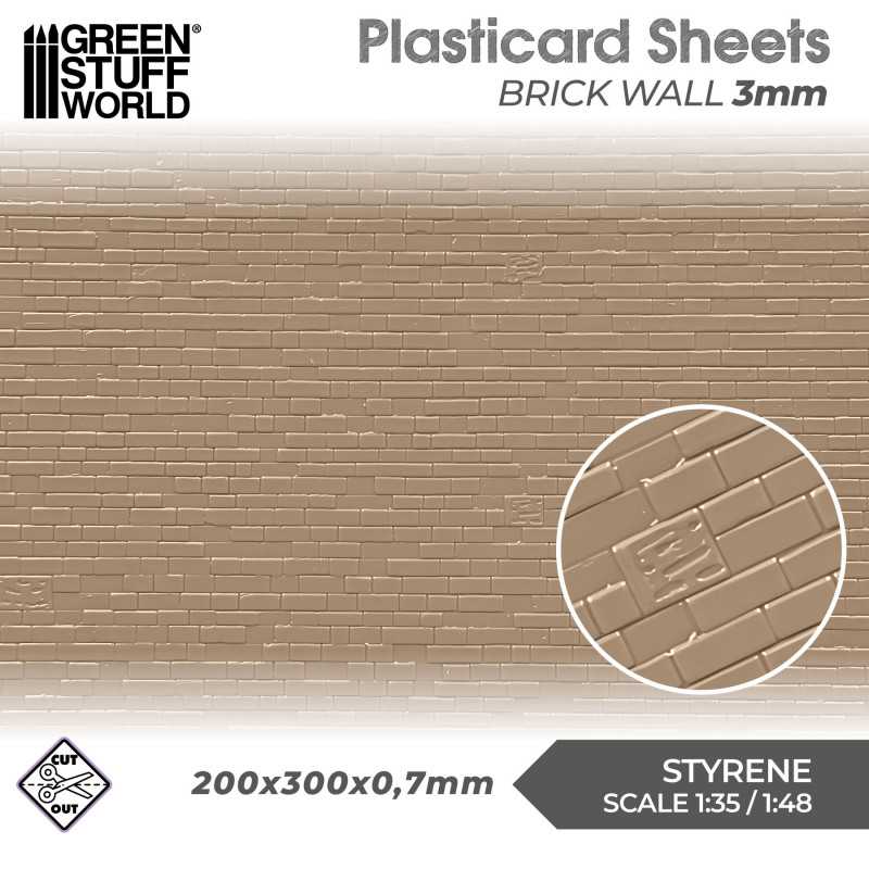 Textured Styrene Plasticard Sheet - Brick Wall (3mm) | Green Stuff World