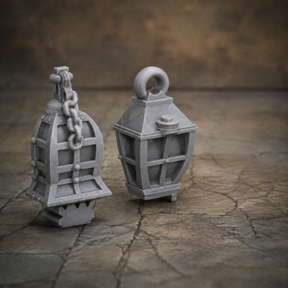 Medieval Town Lanterns – 28mm Fantasy Terrain, Unpainted
