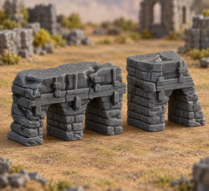 Medieval Town Stone Bridge Ruins – 28mm Terrain, Unpainted