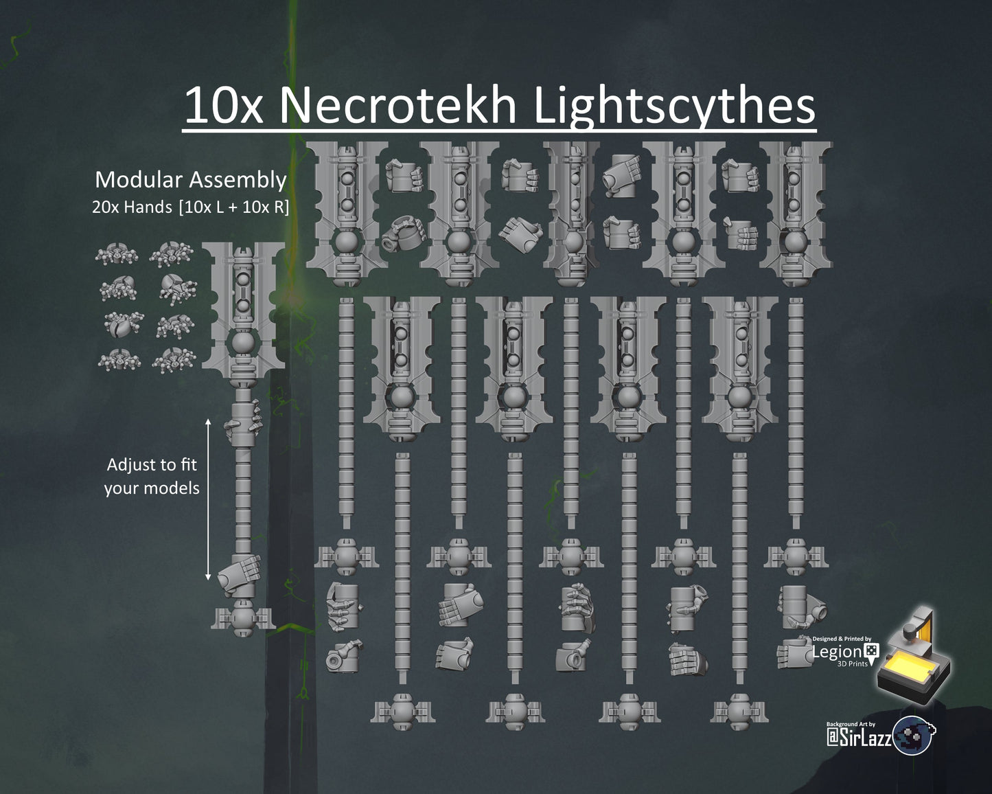 10x Necrotekh Lightscythes Bits Pack - for Wargaming