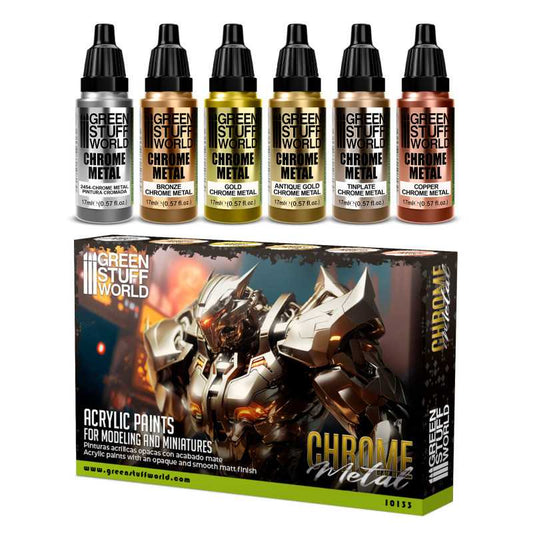 Green Stuff World Paint Set - Chrome Metal