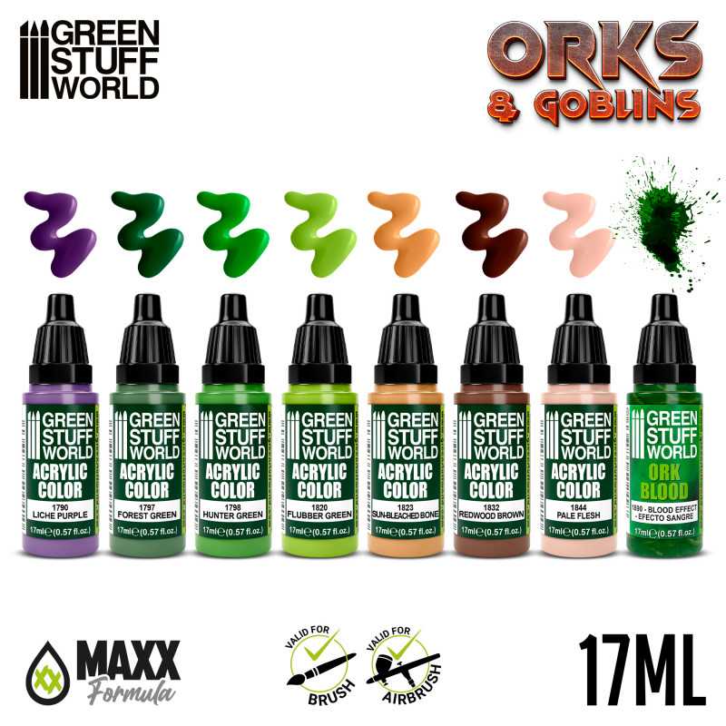 Green Stuff World Paint Set - Orks and Goblins