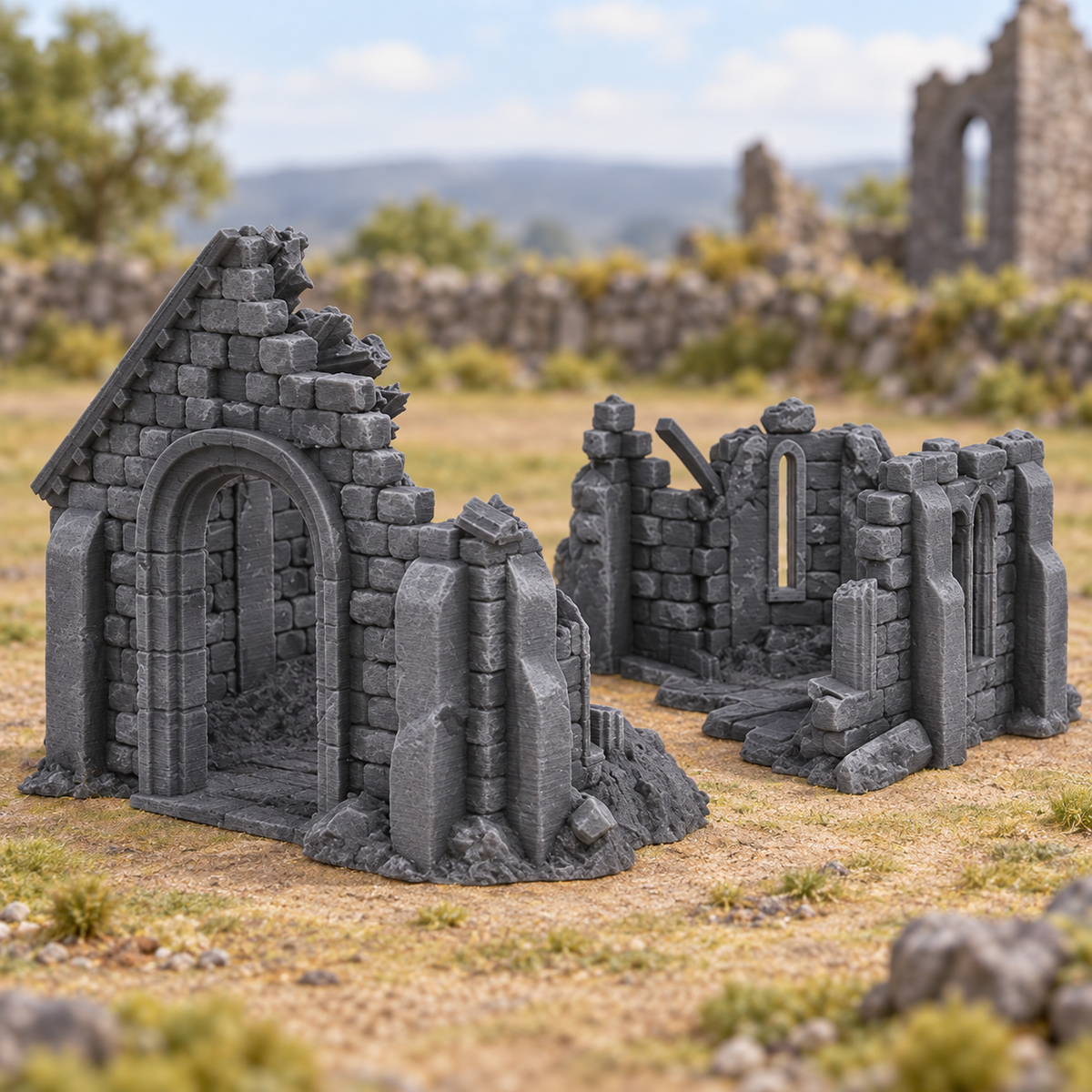 Ruined Church 28mm DND Terrain | Tabletop Wargaming Scenery for Frostgrave & RPG | Unpainted 3D Printed