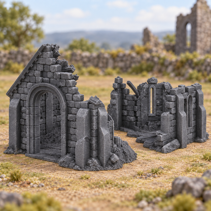 Ruined Church 28mm DND Terrain | Tabletop Wargaming Scenery for Frostgrave & RPG | Unpainted 3D Printed