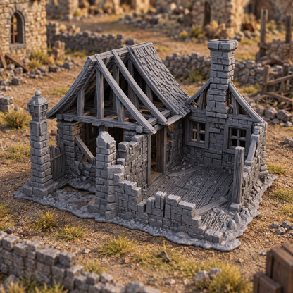 Ruined House 28mm DND Terrain | Tabletop Wargaming Scenery for Frostgrave & RPG | Unpainted 3D Printed