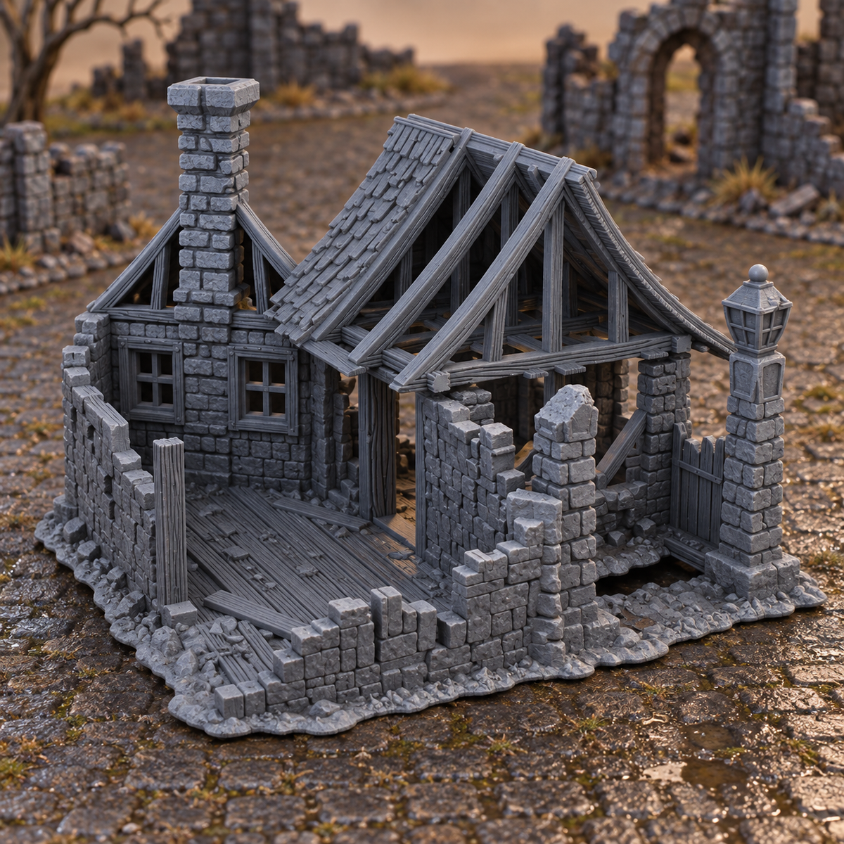 Ruined House 28mm DND Terrain | Tabletop Wargaming Scenery for Frostgrave & RPG | Unpainted 3D Printed
