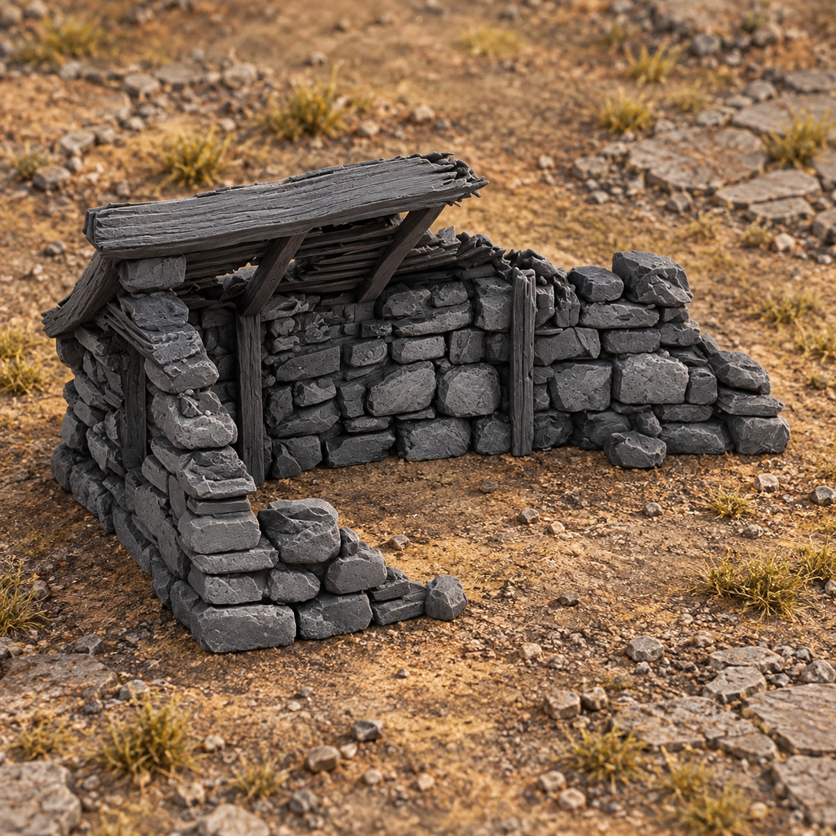 Ruined Medieval House 28mm DND Terrain Set A | Wargaming Scenery for Frostgrave & RPG | Unpainted 3D Printed