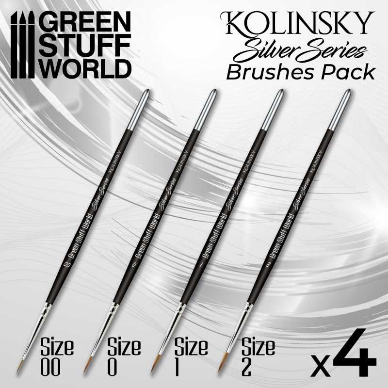 Kolinsky Sable Silver Series Paintbrush Set - 4pc | Green Stuff World