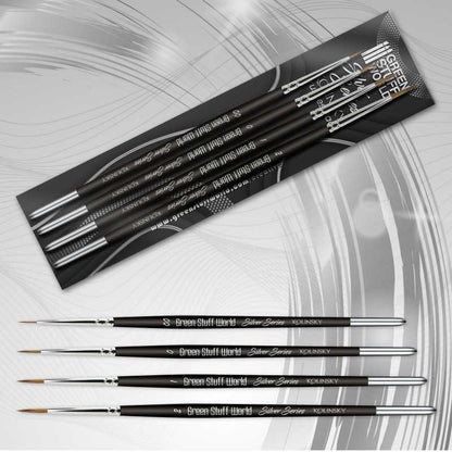 Kolinsky Sable Silver Series Paintbrush Set - 4pc | Green Stuff World
