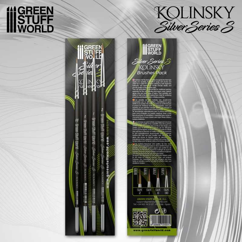 Kolinsky Sable Silver Series (S) Paintbrush Set - 4pc | Green Stuff World
