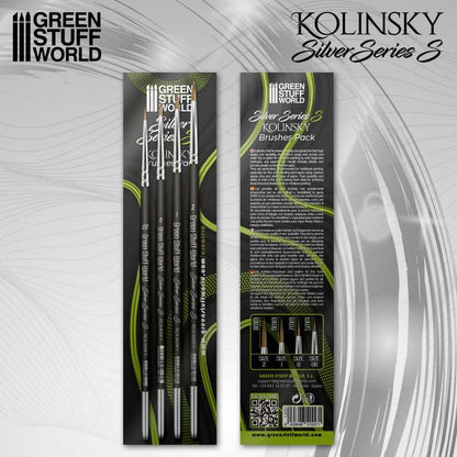 Kolinsky Sable Silver Series (S) Paintbrush Set - 4pc | Green Stuff World