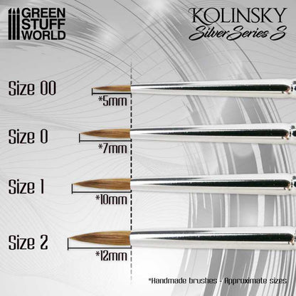 Kolinsky Sable Silver Series (S) Paintbrush Set - 4pc | Green Stuff World