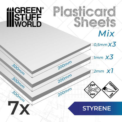 Plasticard Styrene Sheets: 20x30cm - 7pc | Green Stuff World
