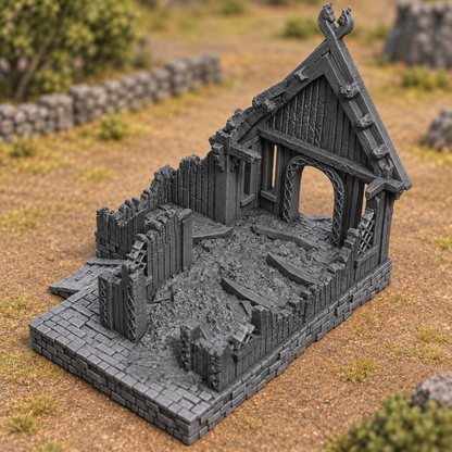 Villagers House Ruin - 28mm Tabletop Terrain