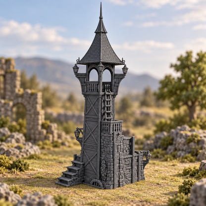 Weatherstorm Tower 28mm DND Terrain | Tabletop Wargaming Scenery for Frostgrave & RPG | Unpainted 3D Printed